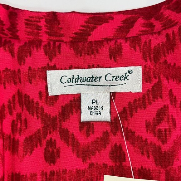 NWT Coldwater Creek Women's Sz L Petite Top Red With Grey Geometric Patterns - Picture 3 of 12
